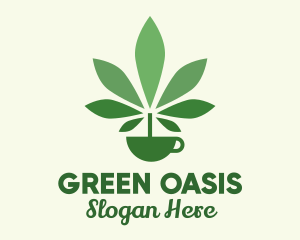 Green Plant Teacup logo design