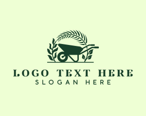 Gardening Wheelbarrow Plant Logo