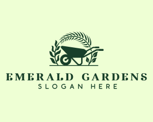 Gardening Wheelbarrow Plant logo design