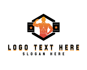 Hexagon - Muscular Athlete Gym logo design