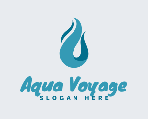 Aqua Wave Droplet logo design