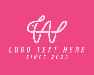 Bunny - Pink Rabbit Letter W logo design
