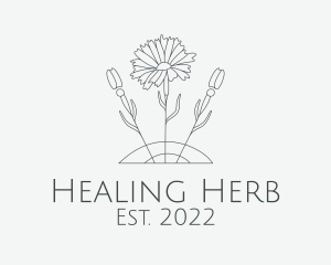 Floral Acupuncture Needle logo design