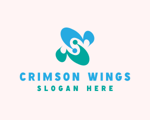 Abstract Butterfly Wing logo design