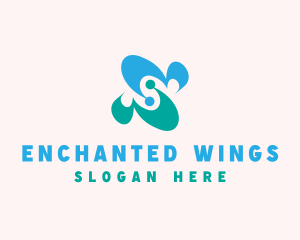 Abstract Butterfly Wing logo design