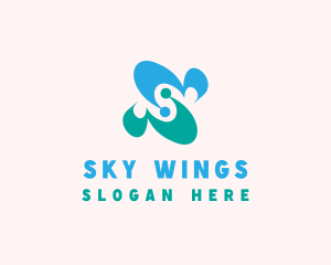 Abstract Butterfly Wing logo design