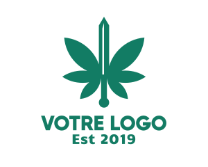 Sword - Green Cannabis Sword logo design