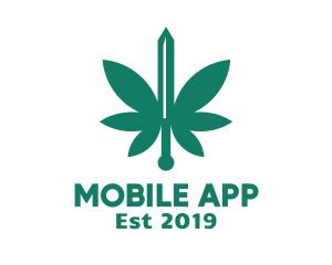 Green - Green Cannabis Sword logo design