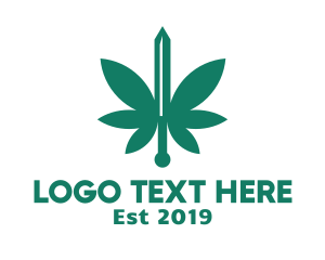 Cannabis - Green Cannabis Sword logo design