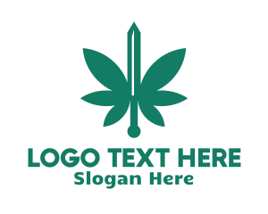 Green Cannabis Sword Logo