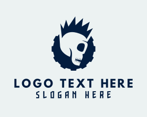 Cog - Gear Mohawk Skull logo design