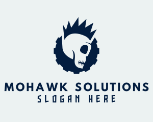 Gear Mohawk Skull logo design