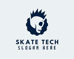 Gear Mohawk Skull logo design