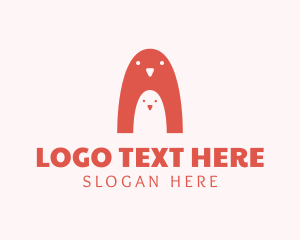 Monochrome - Penguin Bird Nestling logo design