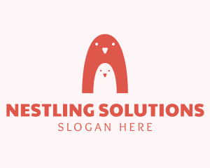 Penguin Bird Nestling logo design