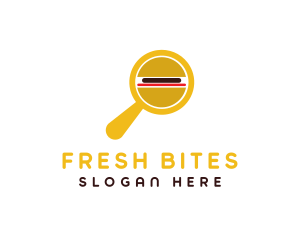 Food Chain - Burger Magnifying Glass logo design