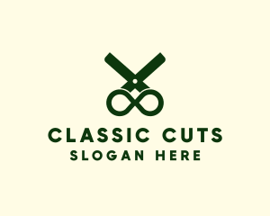 Infinity Barber Hairdresser Scissors logo design