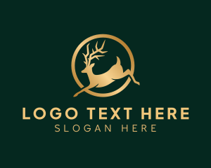 Moose - Gold Deer Animal logo design