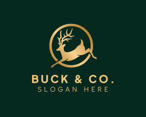 Gold Deer Animal logo design