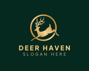 Gold Deer Animal logo design