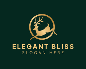 Elk - Gold Deer Animal logo design