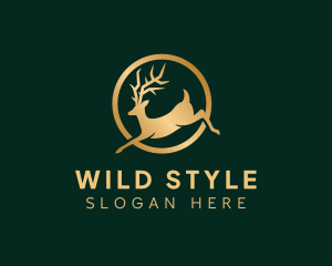 Gold Deer Animal logo design