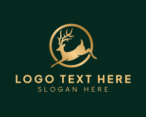 Wild - Gold Deer Animal logo design