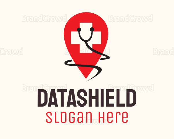 Medical Cross Stethoscope Location Logo