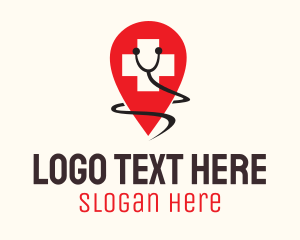 Checkup - Medical Cross Stethoscope Location logo design