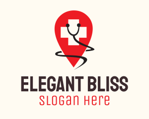 Medical Cross Stethoscope Location Logo