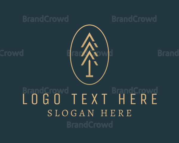 Gold Pine Tree Forest Logo