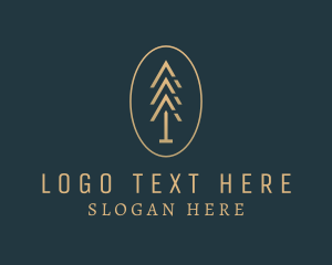 Gold Pine Tree Forest Logo