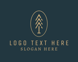 Gold - Gold Pine Tree Forest logo design