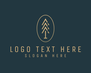 Plant - Gold Pine Tree Forest logo design