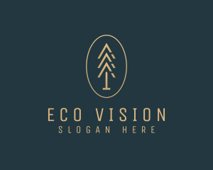 Gold Pine Tree Forest logo design