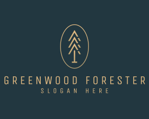 Gold Pine Tree Forest logo design