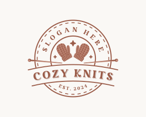 Crochet Knitting Mittens logo design