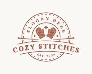 Knitting - Crochet Knitting Mittens logo design