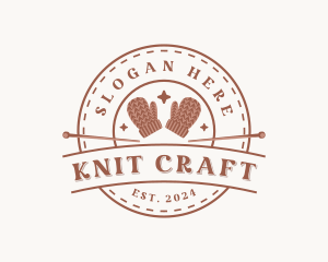 Crochet Knitting Mittens logo design