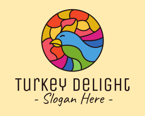 Turkey - Colorful Bird Stained Glass logo design