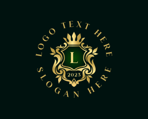 Leaves - Royalty Crown Crest logo design