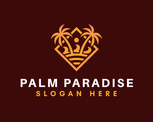 Palm Tree Summer Seashore  logo design