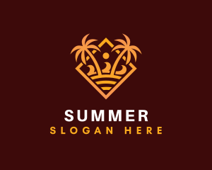 Palm Tree Summer Seashore  logo design