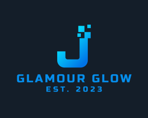 Pixelated - Tech Pixel Letter J Firm logo design