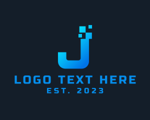 Modern - Tech Pixel Letter J Firm logo design