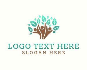 Brown Leaf - Eco Tree People logo design