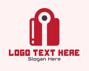 Keyhole - Red Tech Lock logo design