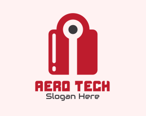 Red Tech Lock logo design