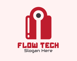 Red Tech Lock logo design