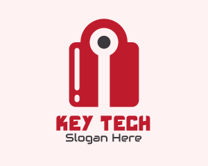 Red Tech Lock logo design